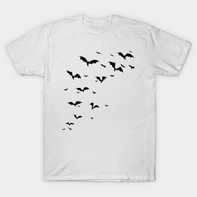 Halloween Flying Black Bats T-Shirt by saradaboru